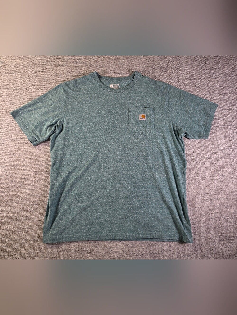 Carhartt Men's Heather Teal Crew Neck Pocket Tee